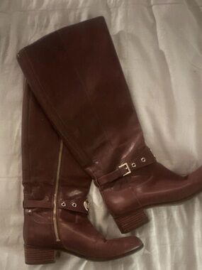 Michael Kors Brown Leather Knee-High Riding Boots